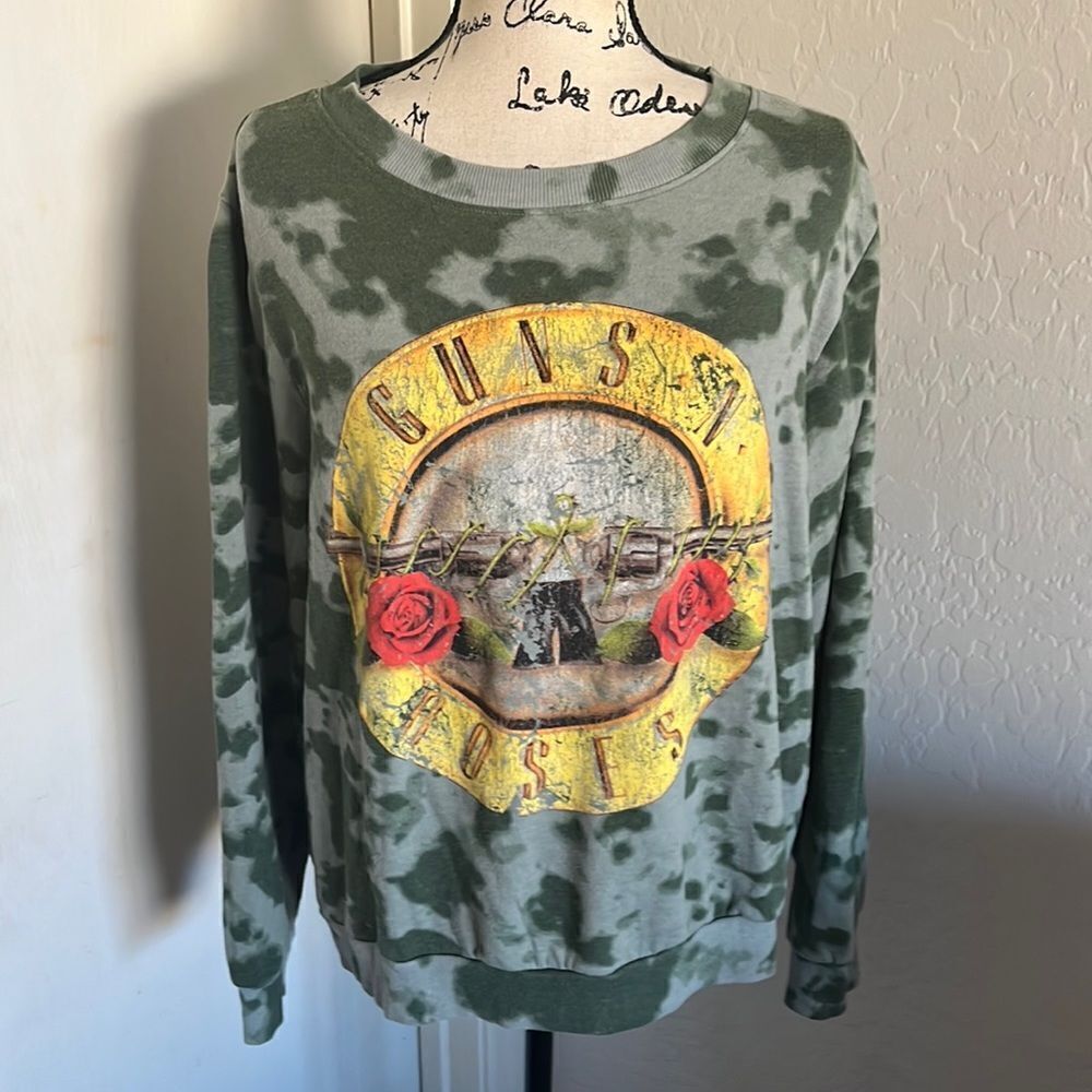 Guns N Roses Band Music Tie Dye Distressed Pullover Graphic Sweatshirt